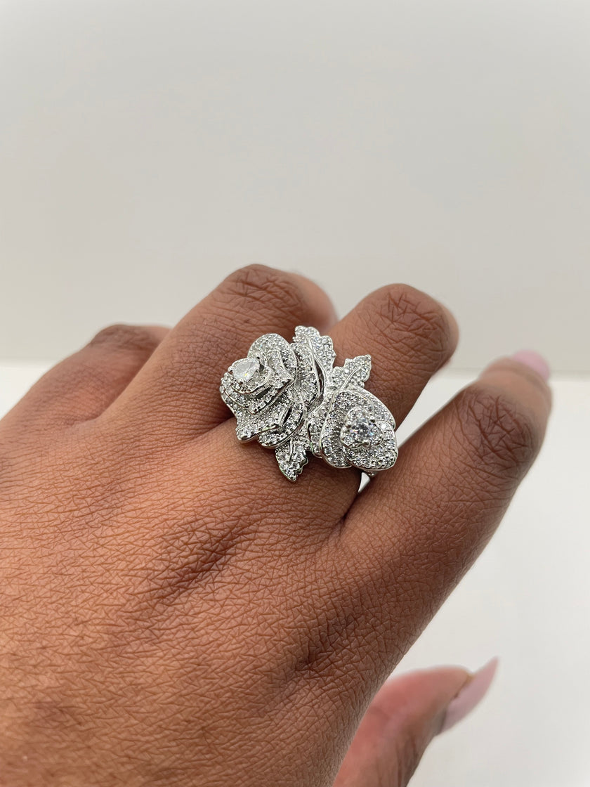 Nobuhle Silver Encrusted Flower Ring