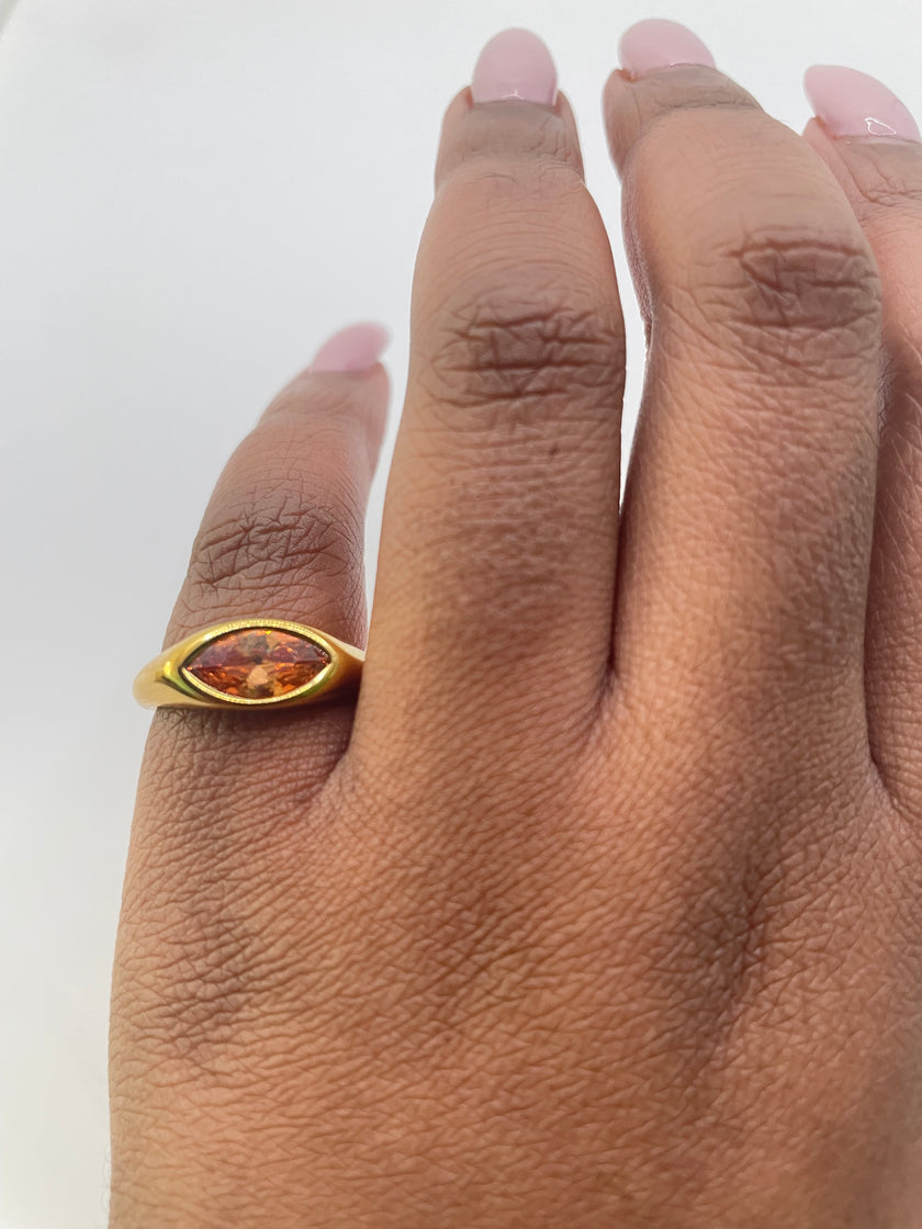Sinethemba Gold & Pink Zircon Signet Ring
