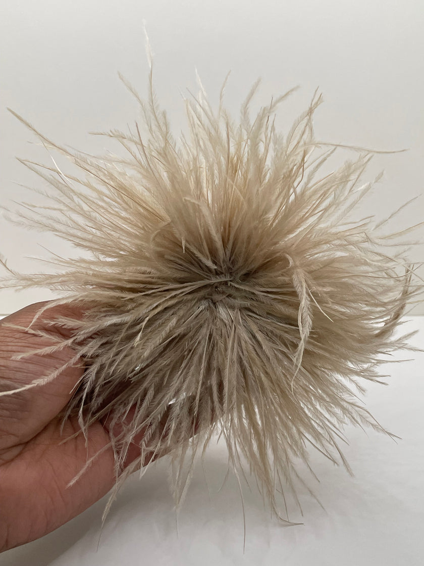Londeka Gorgeous Grey Ostrich Feather Brooch