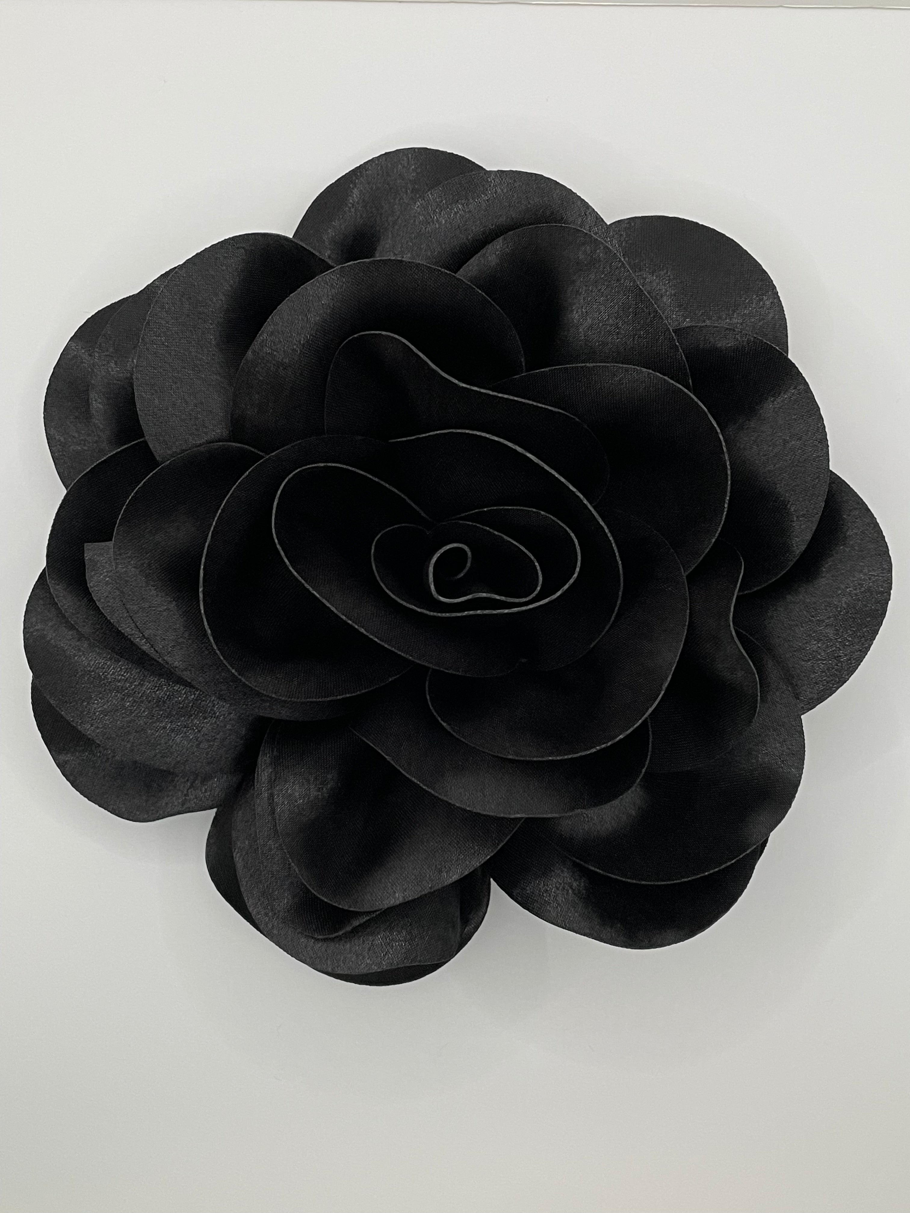 Cebo Oversized Black Blooming Rose Brooch
