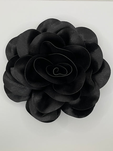 Cebo Oversized Black Blooming Rose Brooch