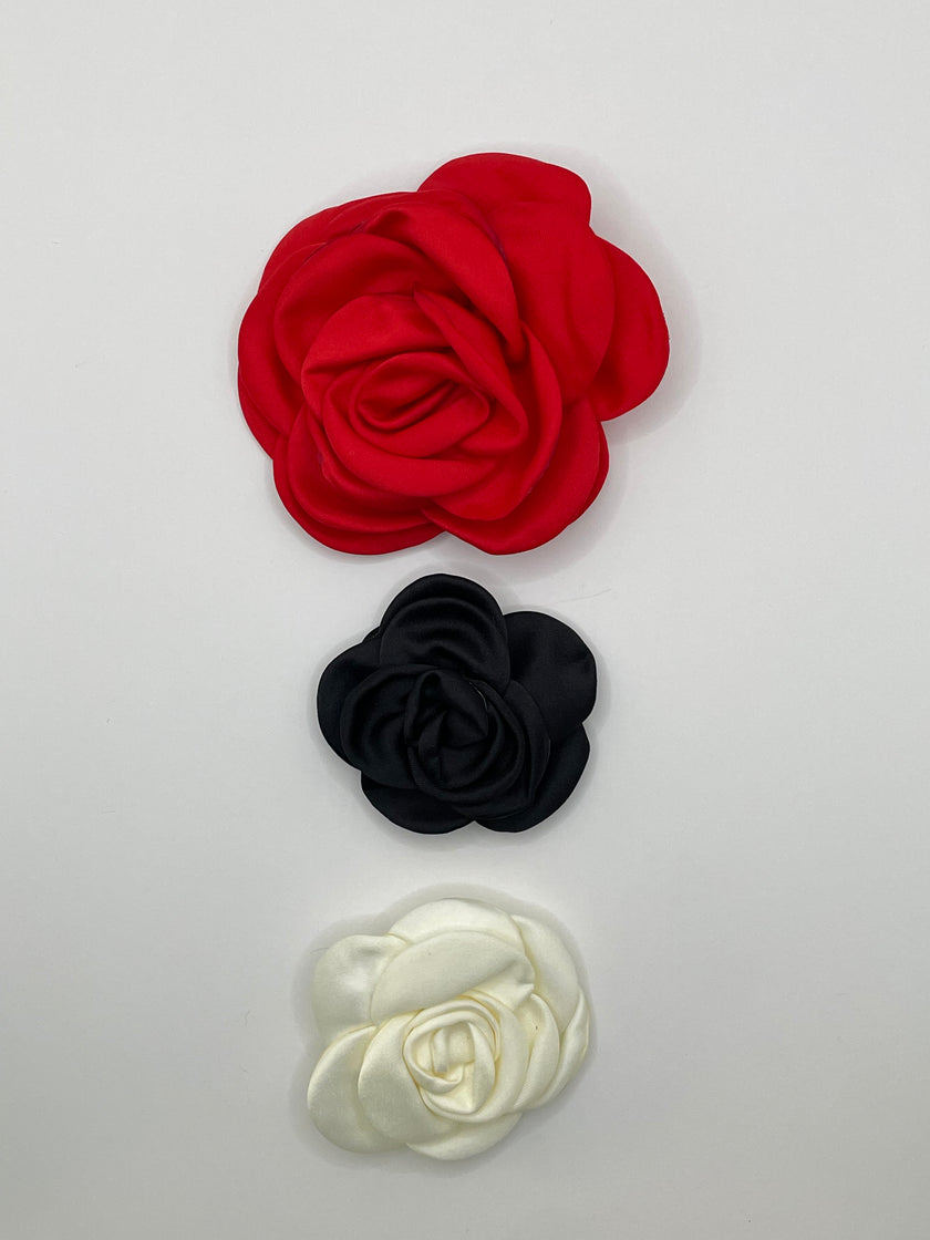 Nomsa Classic Cream, Red & Black Rosette Brooch