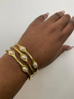 Nandipha Triple Thread Gold & Pearl Cuff