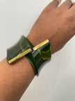 Oke Luxurious Green Marble & Gold Cuff