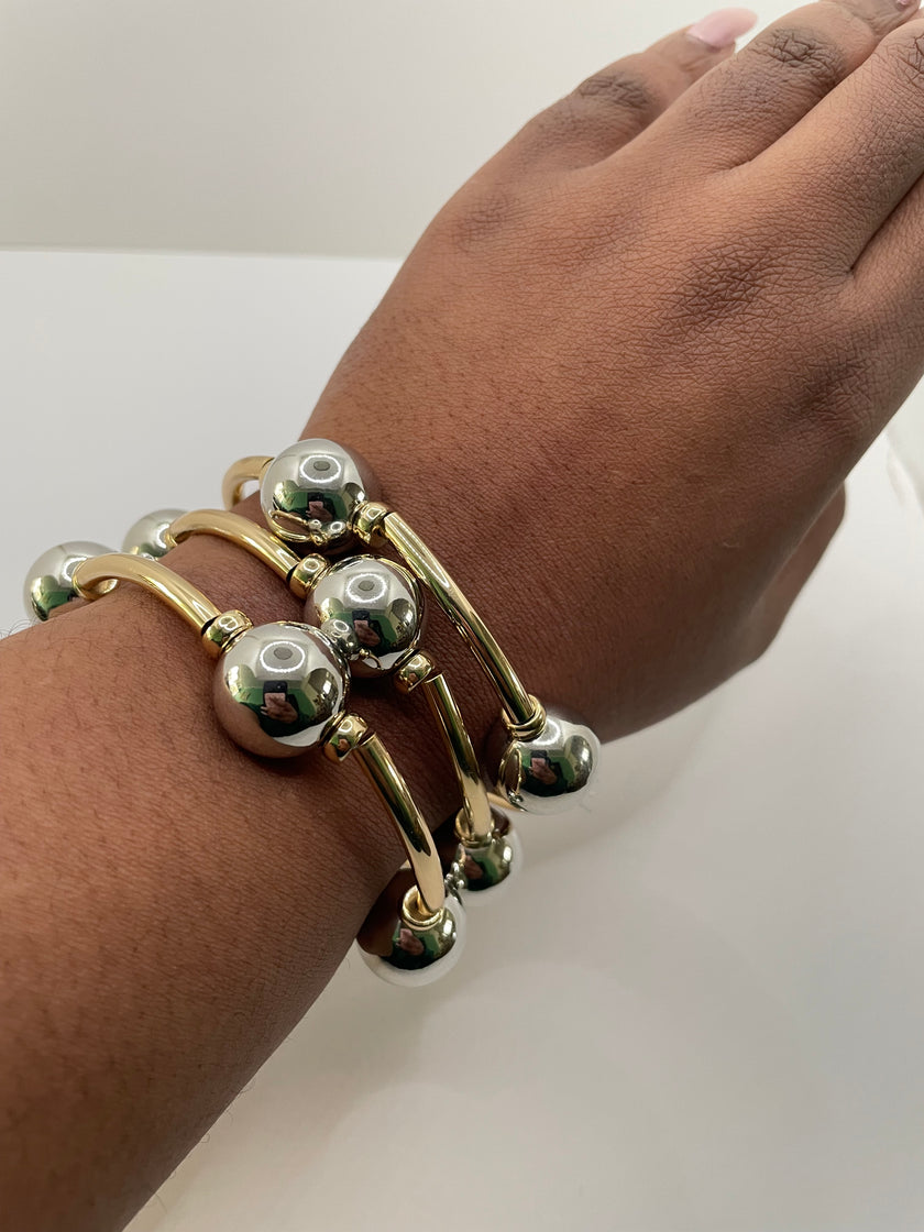 Khosi Mixed Metal Irregular Bead Bracelet Set