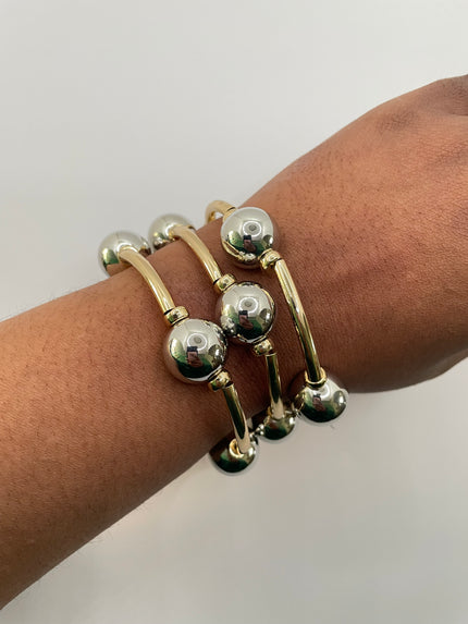 Khosi Mixed Metal Irregular Bead Bracelet Set