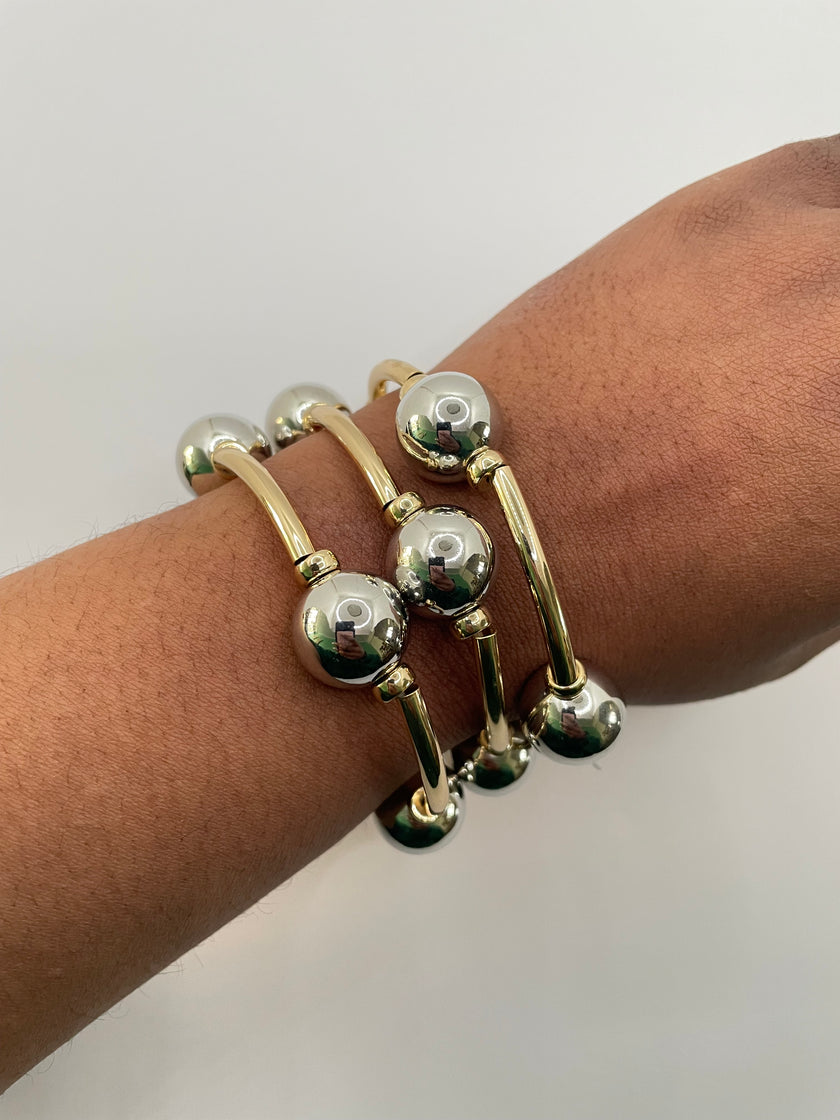 Khosi Mixed Metal Irregular Bead Bracelet Set