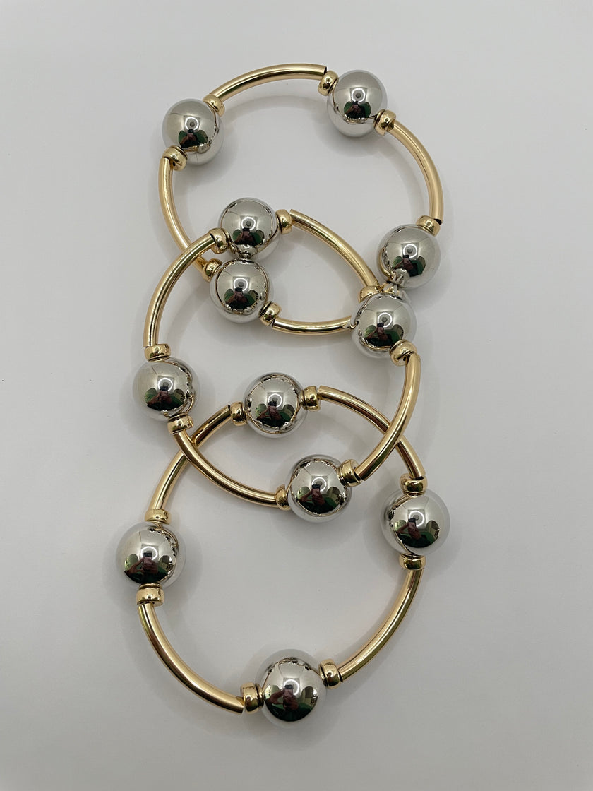 Khosi Mixed Metal Irregular Bead Bracelet Set