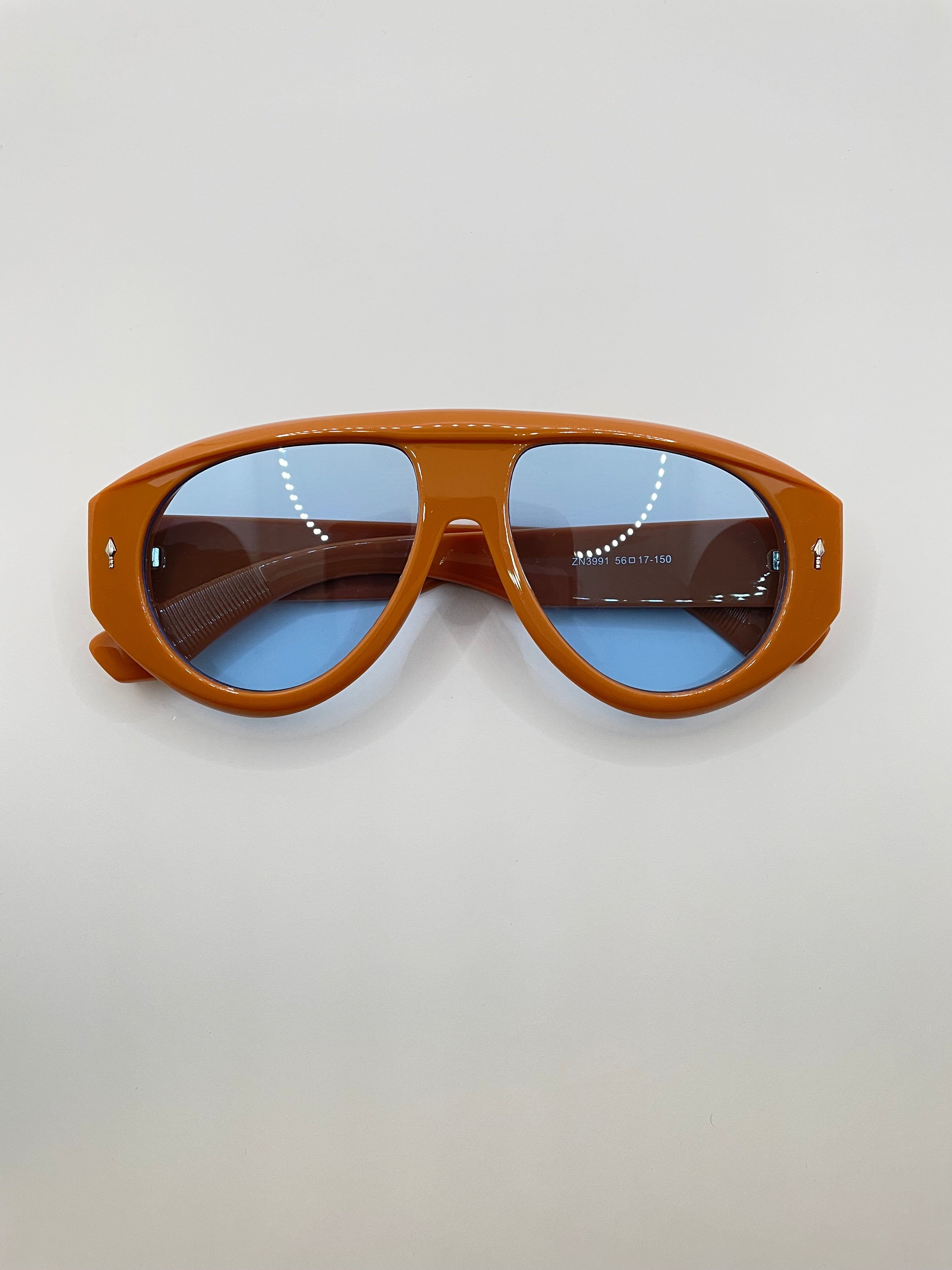 Lele Orange Aviator Blue Lens Sunglasses