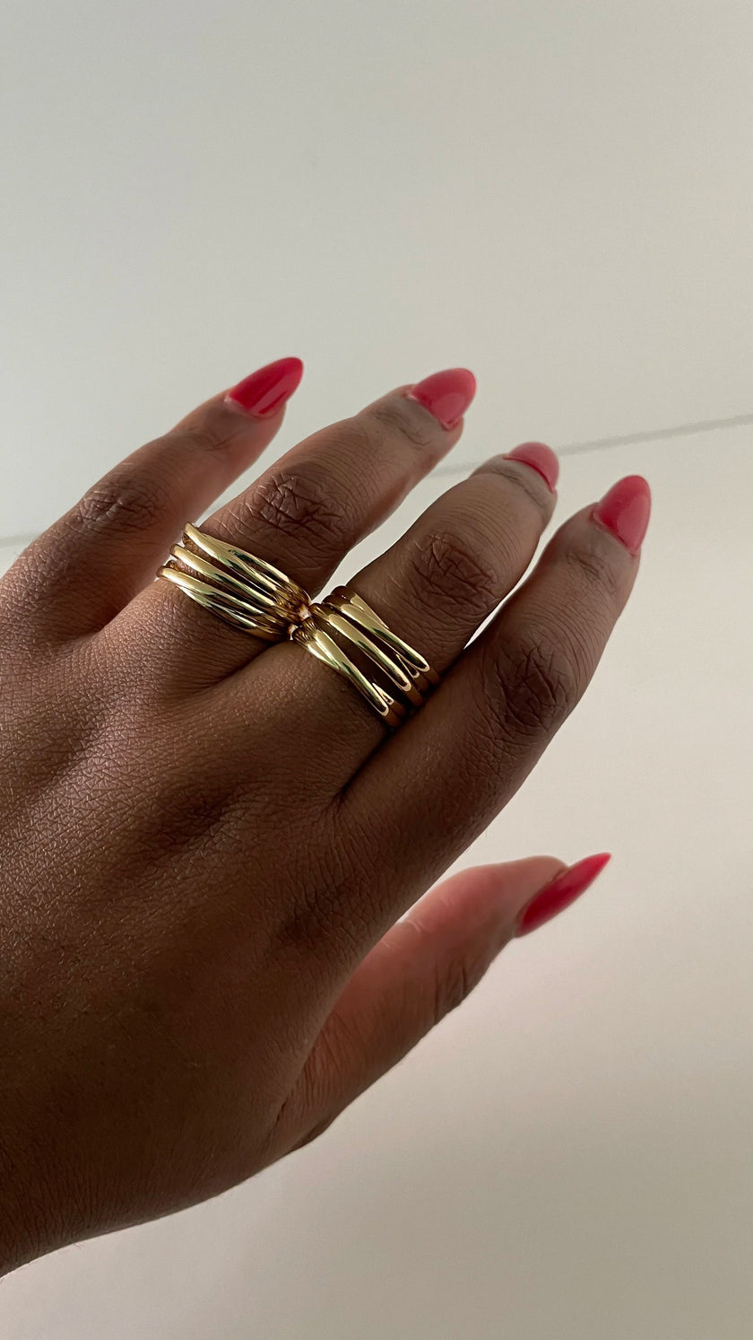 Seza Triple Thread Gold Ring Set
