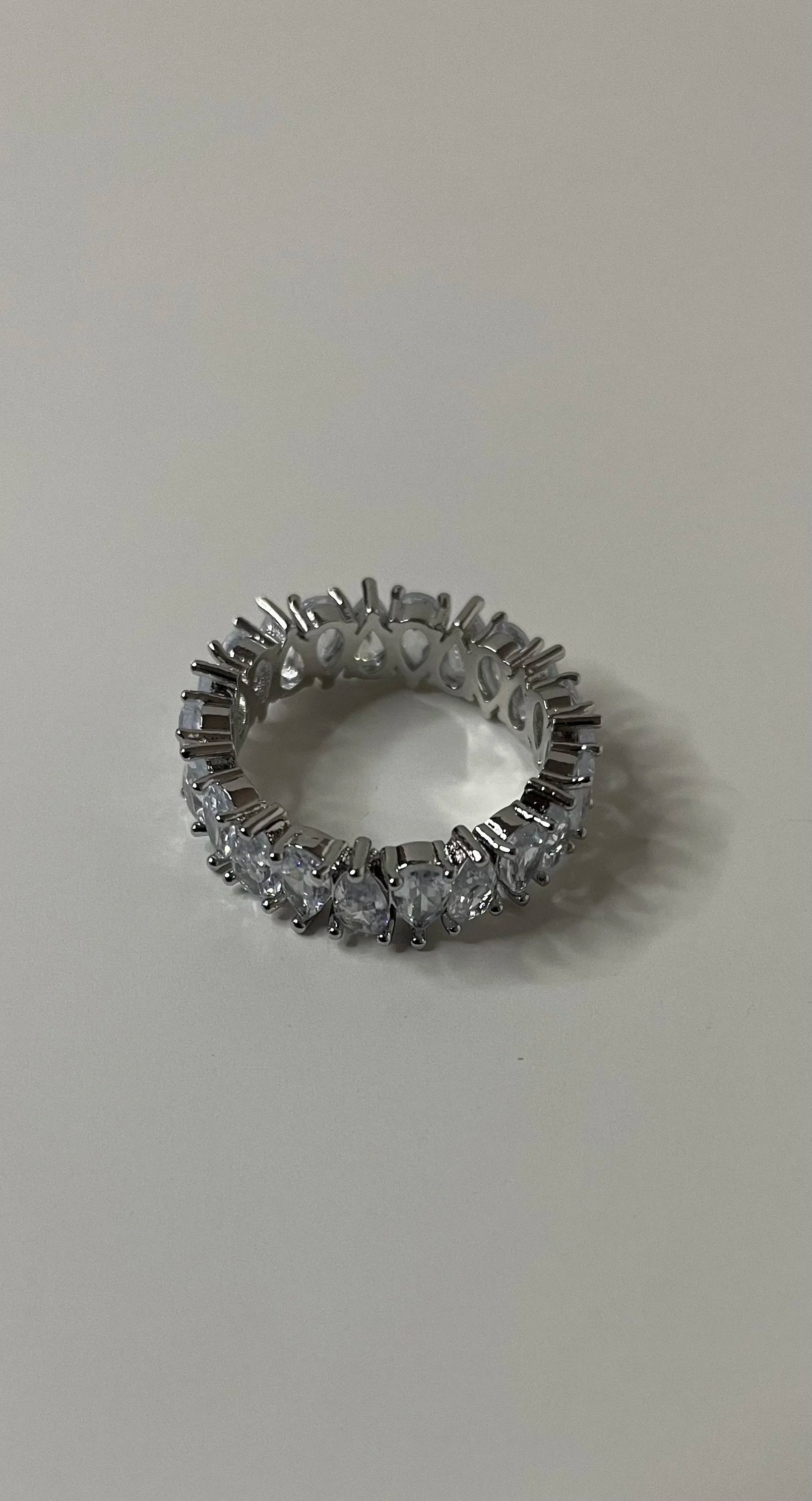 Khanyi Classic Silver Oval Zirconia Encrusted Stackable Ring