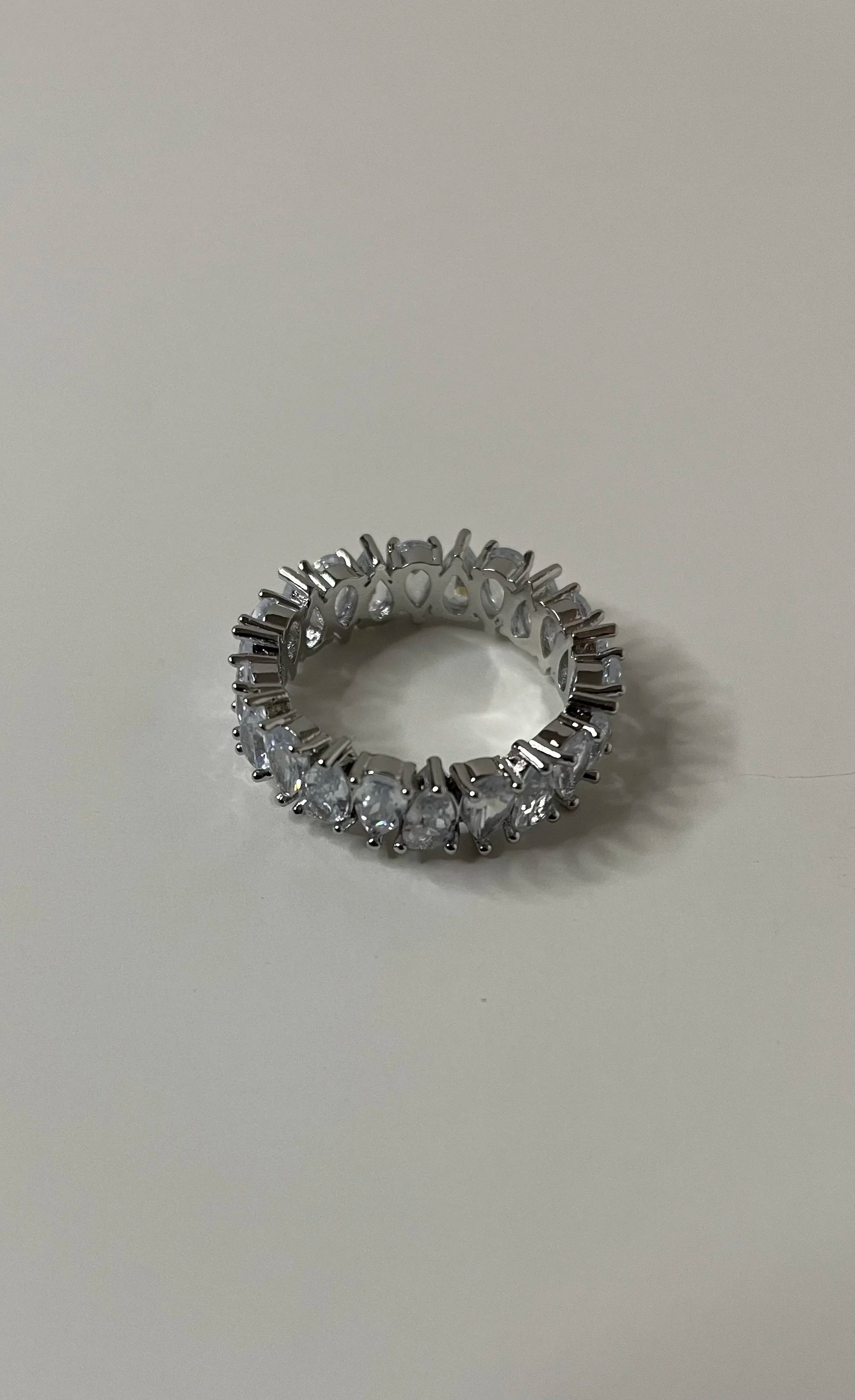 Khanyi Classic Silver Oval Zirconia Encrusted Stackable Ring