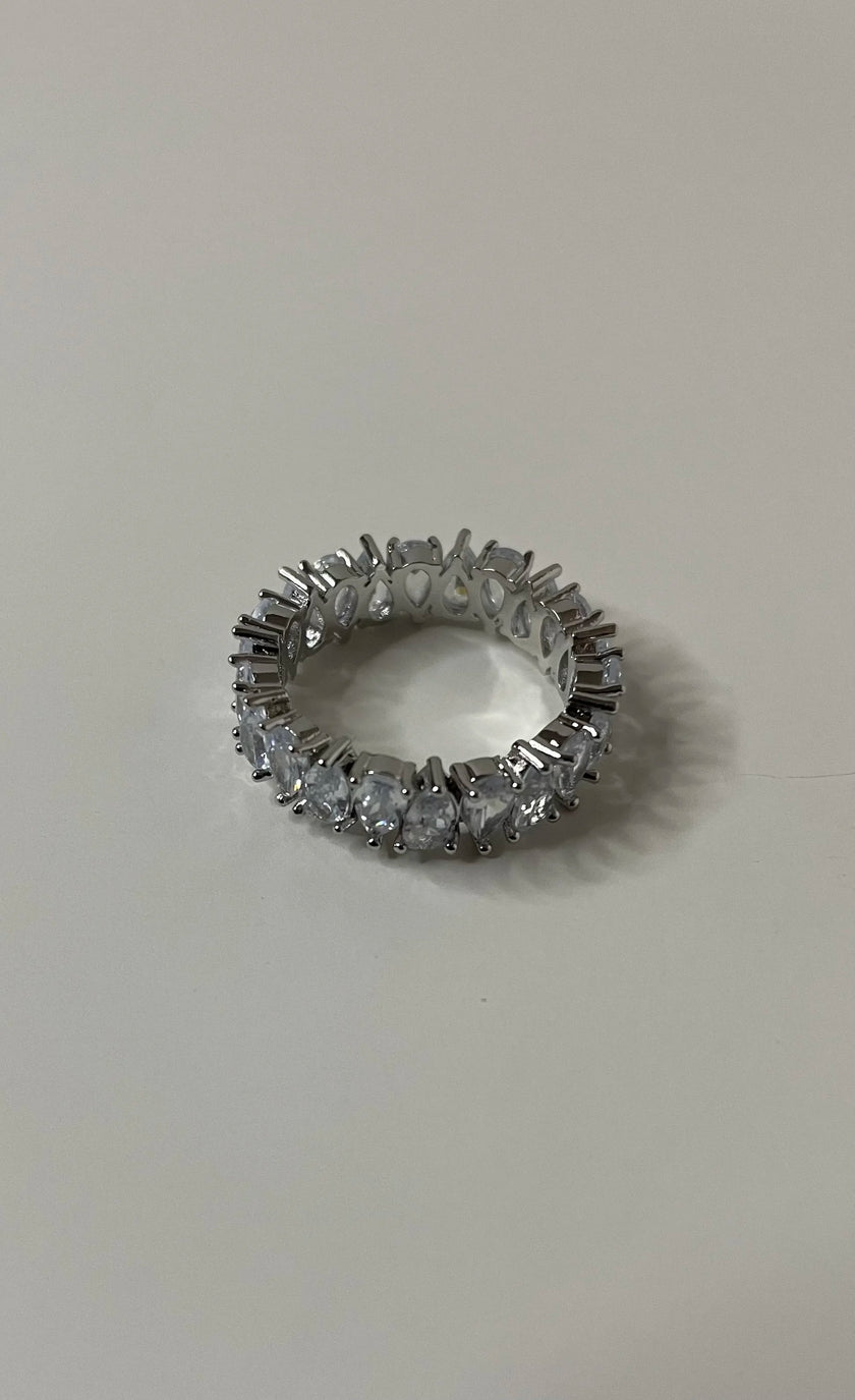 Khanyi Classic Silver Oval Zirconia Encrusted Stackable Ring