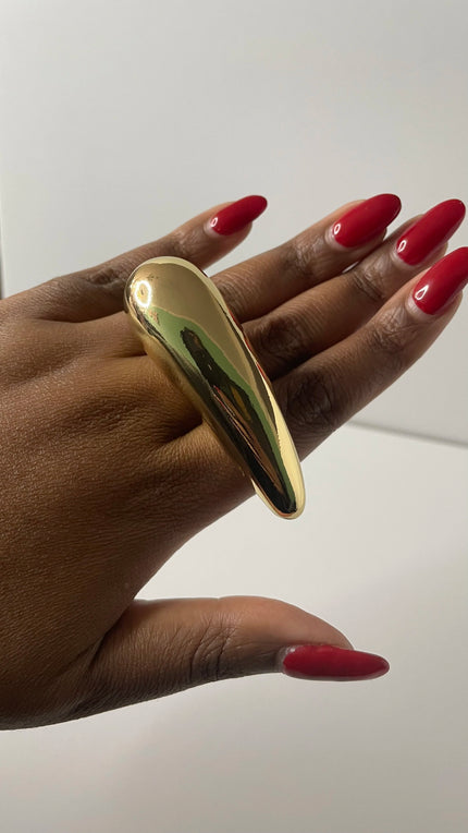Amy Gold Elongated Teardrop Ring