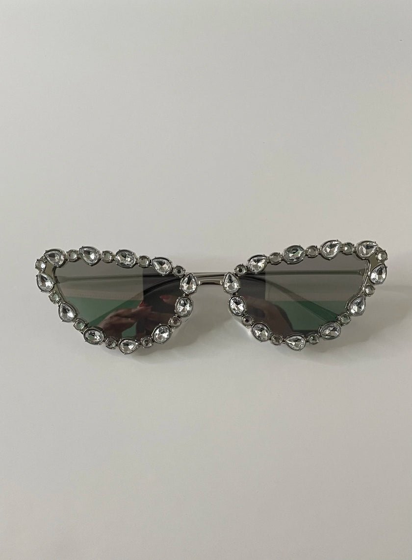 Nolwazi Silver Embellished Cat-Eye Sunglasses