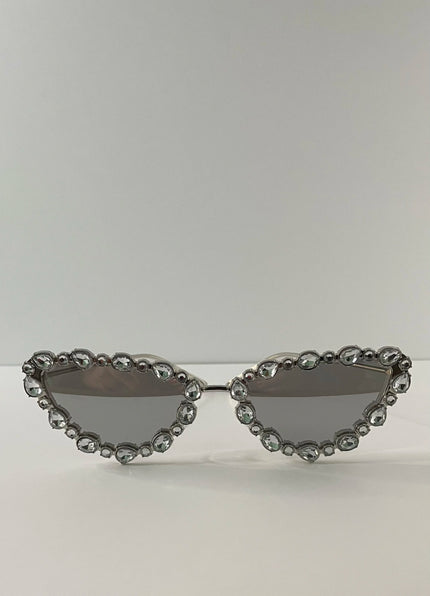 Nolwazi Silver Embellished Cat-Eye Sunglasses