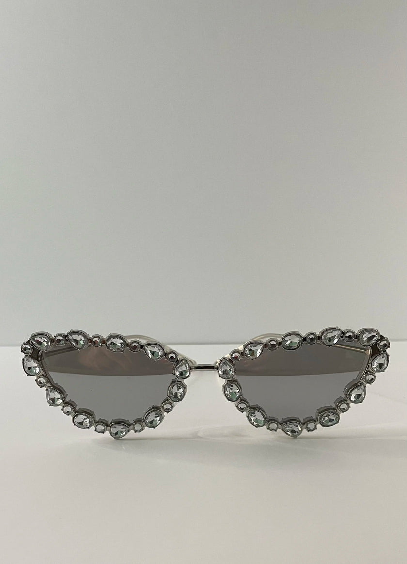 Nolwazi Silver Embellished Cat-Eye Sunglasses