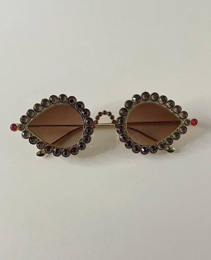 Berni Gold Embellished Tiff Droplet Sunglasses