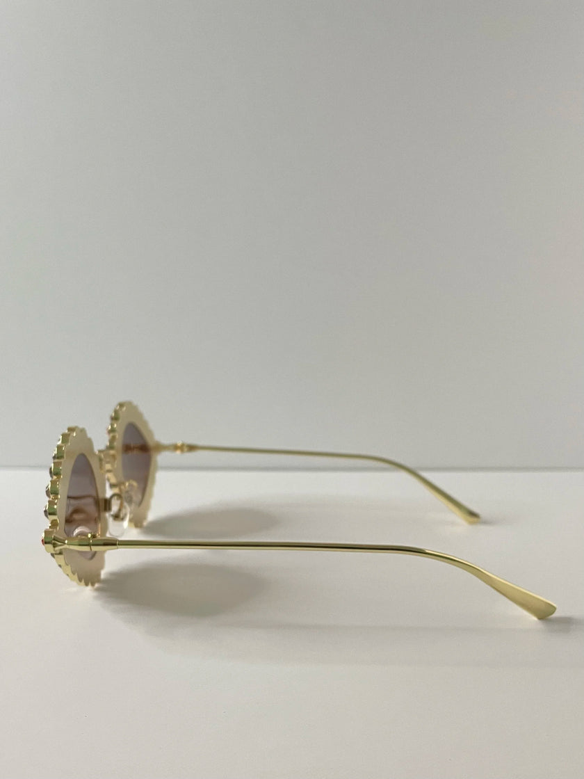 Berni Gold Embellished Tiff Droplet Sunglasses