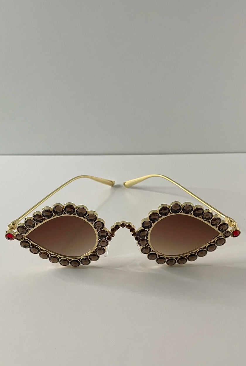 Berni Gold Embellished Tiff Droplet Sunglasses
