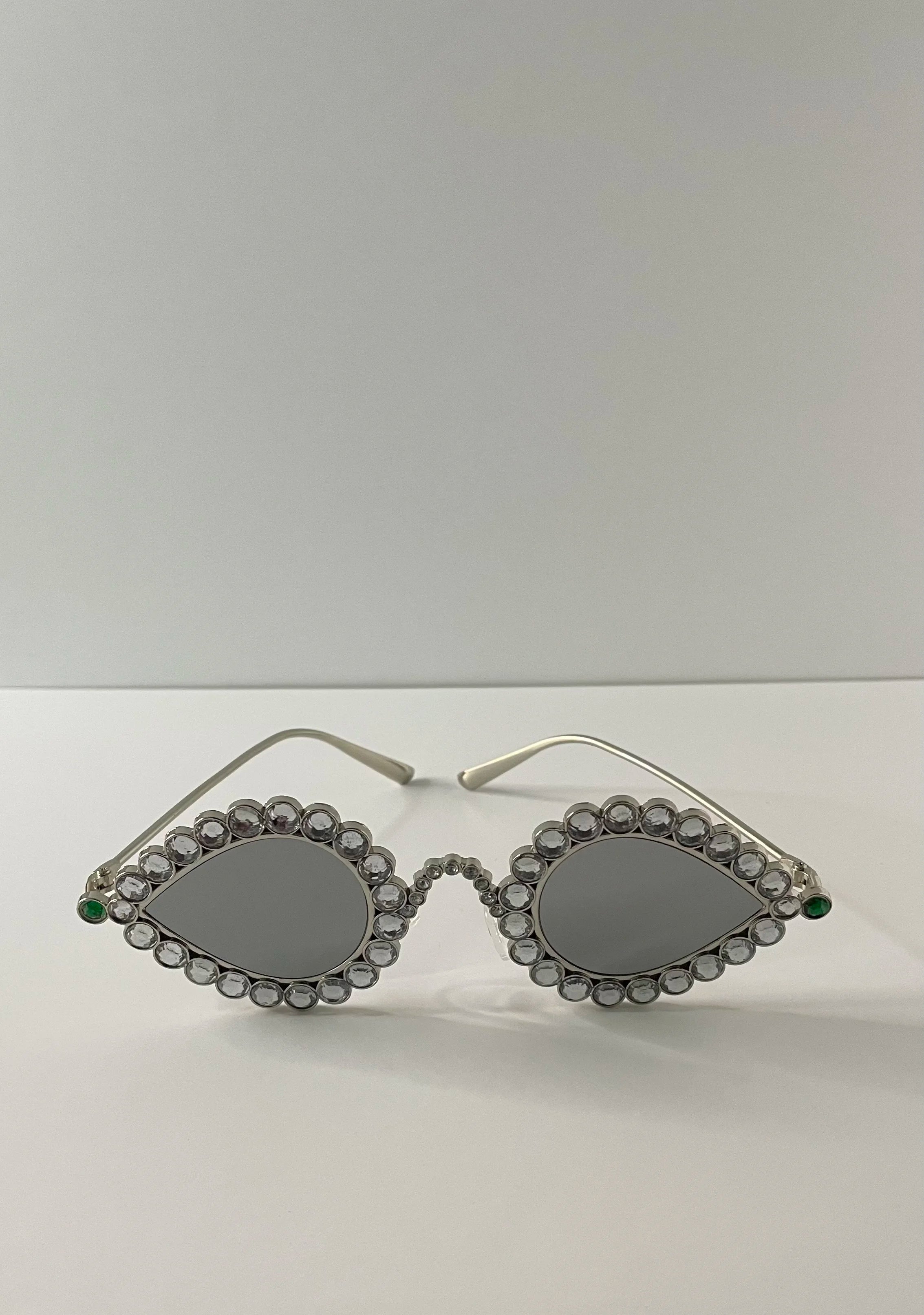 Berni Silver Embellished Tiff Droplet Sunglasses