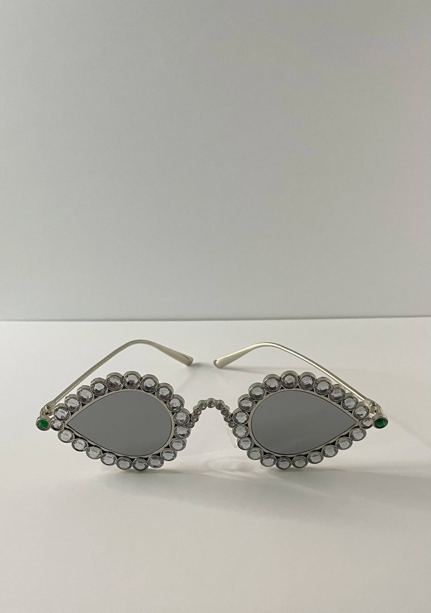 Berni Silver Embellished Tiff Droplet Sunglasses