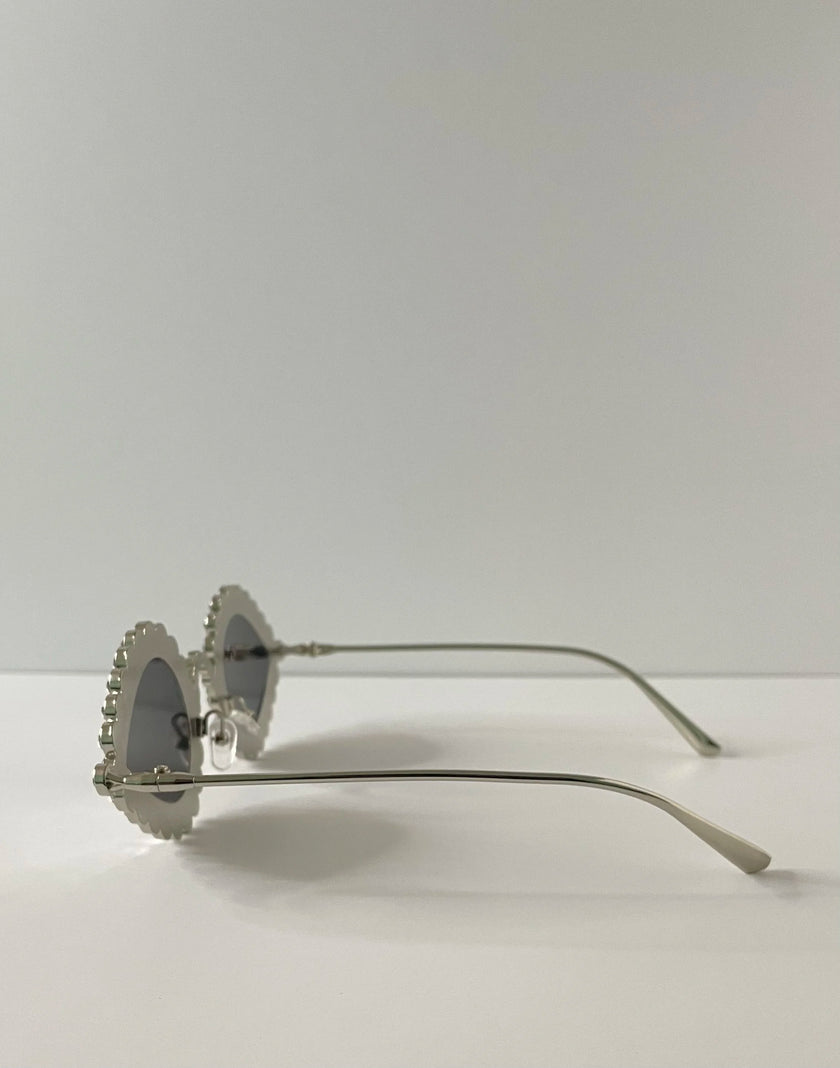 Berni Silver Embellished Tiff Droplet Sunglasses