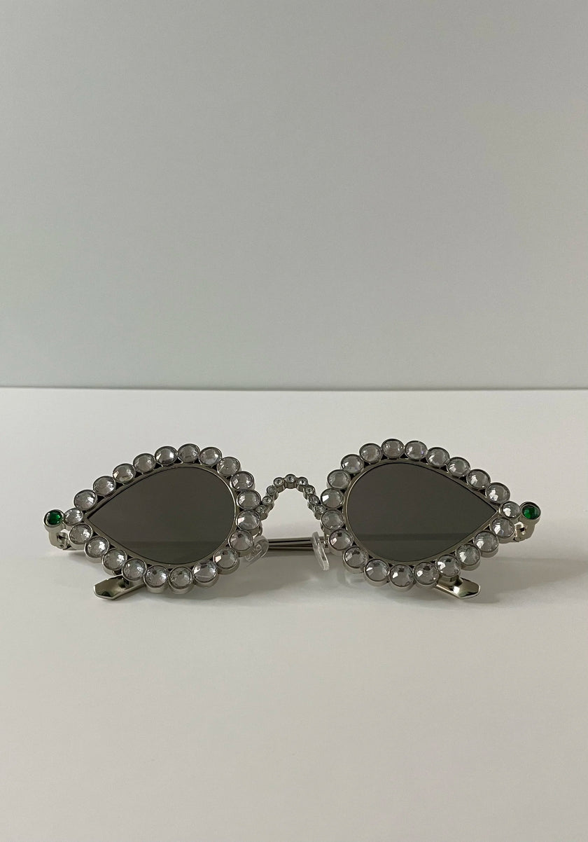 Berni Silver Embellished Tiff Droplet Sunglasses