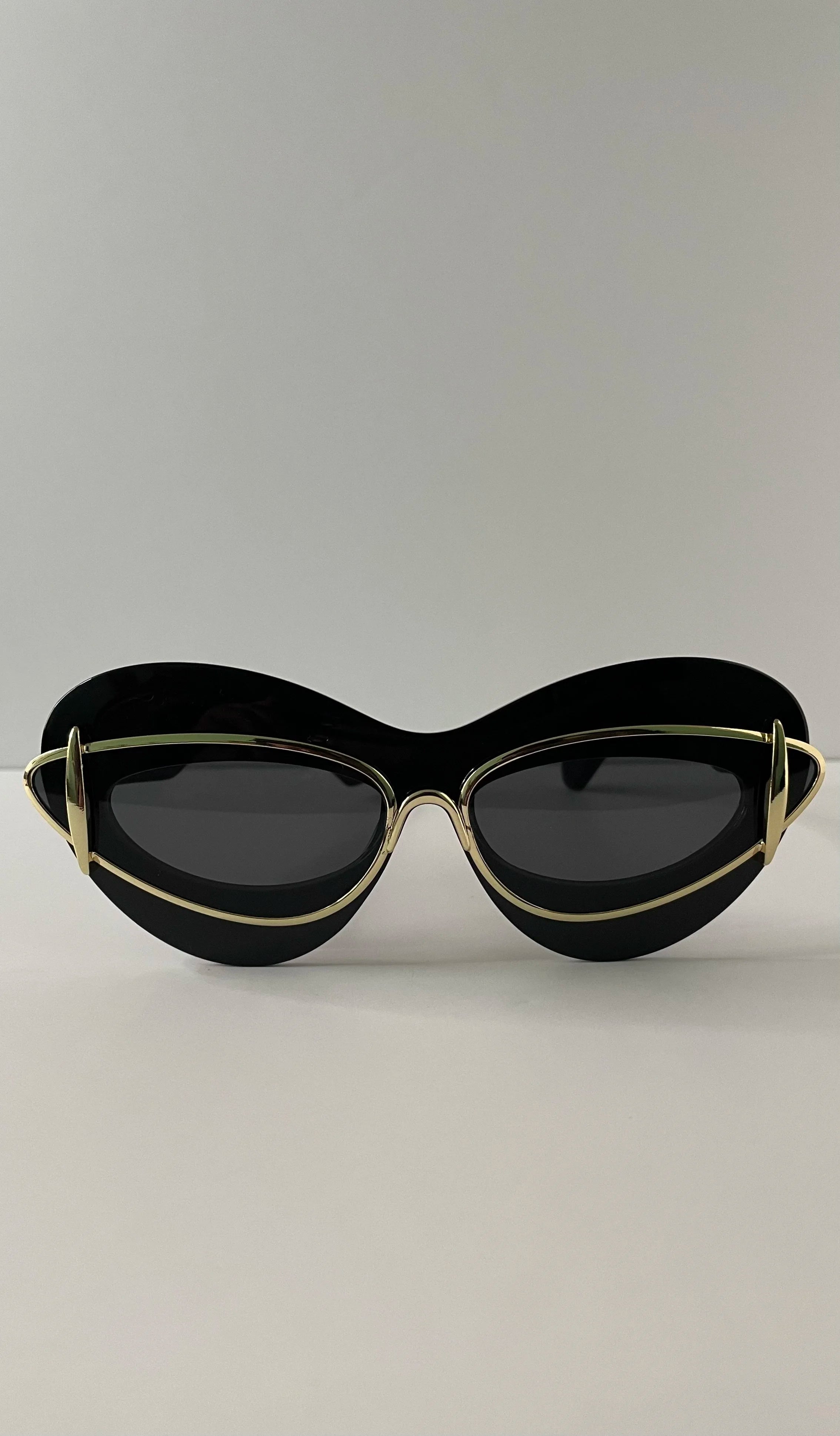 Noks Black & Gold Double Frame Cat-Eye Sunglasses