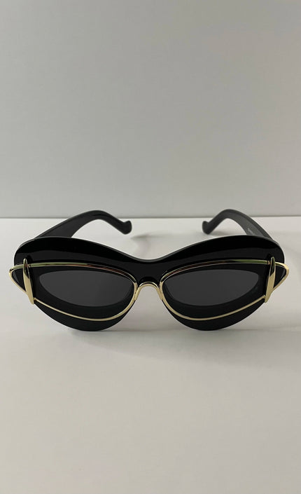 Noks Black & Gold Double Frame Cat-Eye Sunglasses