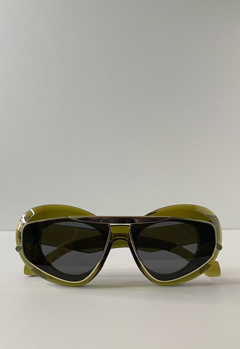 Yols Green Double Aviator Frame Sunglasses