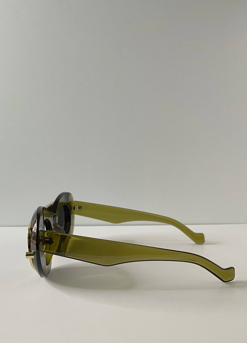 Yols Green Double Aviator Frame Sunglasses