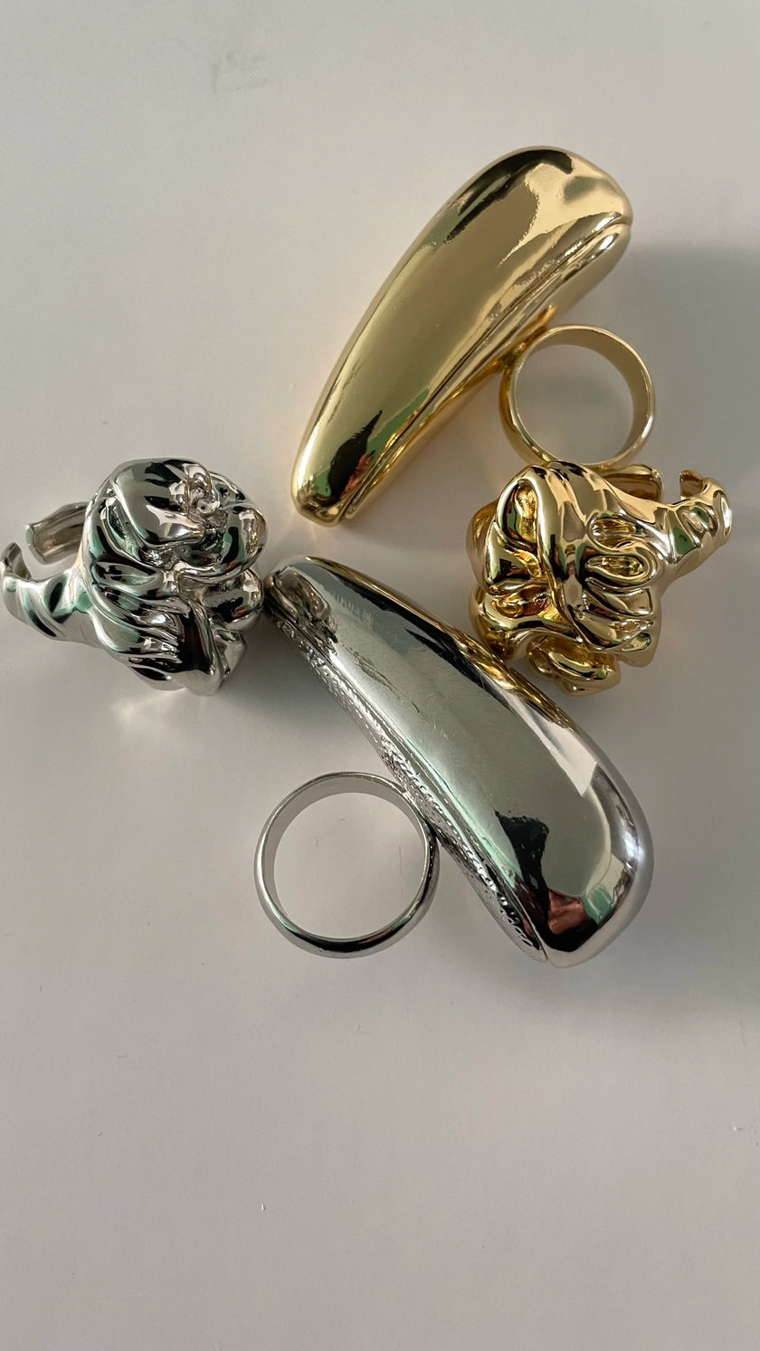 Amy Gold Elongated Teardrop Ring