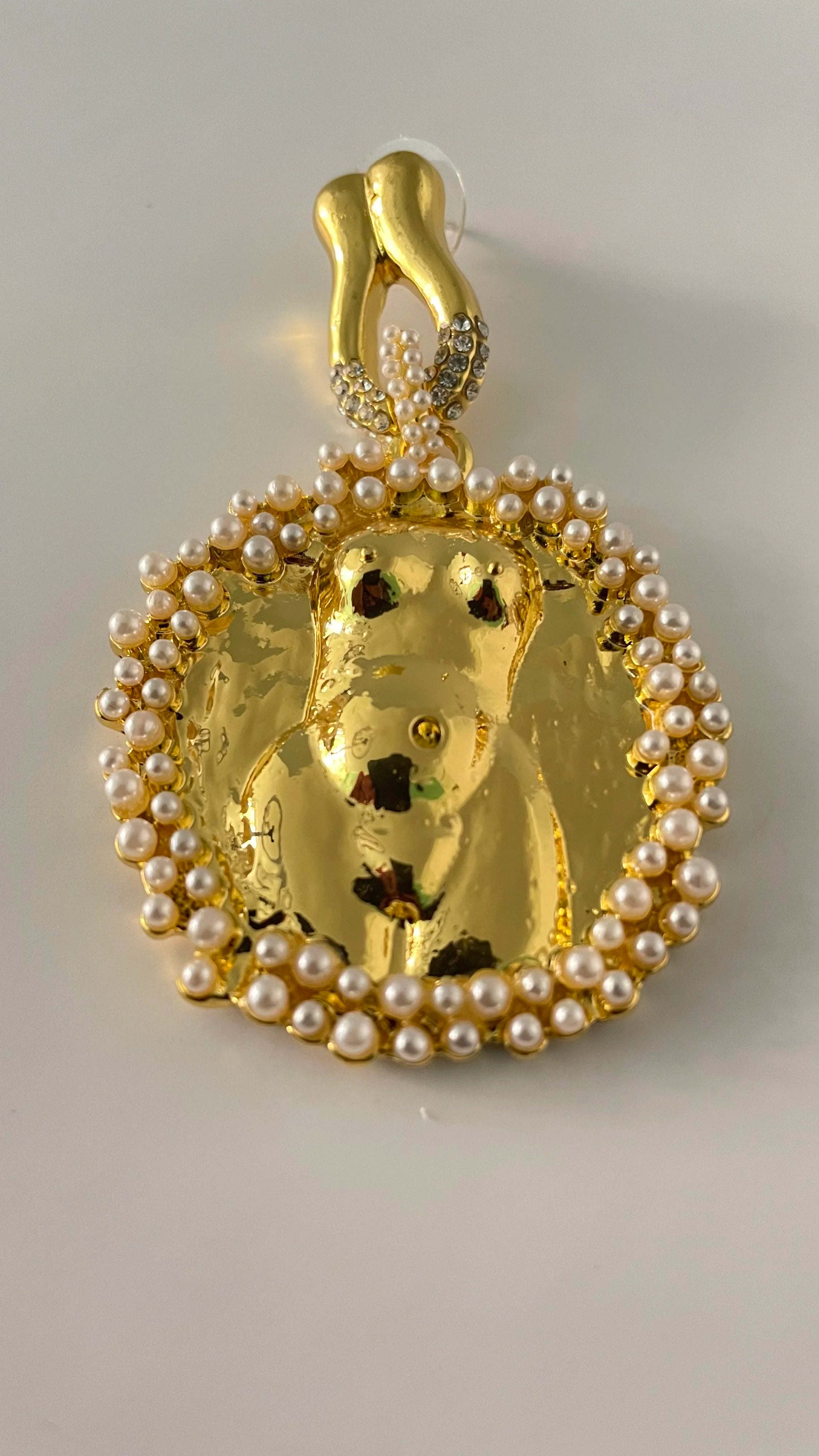 Nthabe Gold Pearl Encrusted Anatomy Earrings