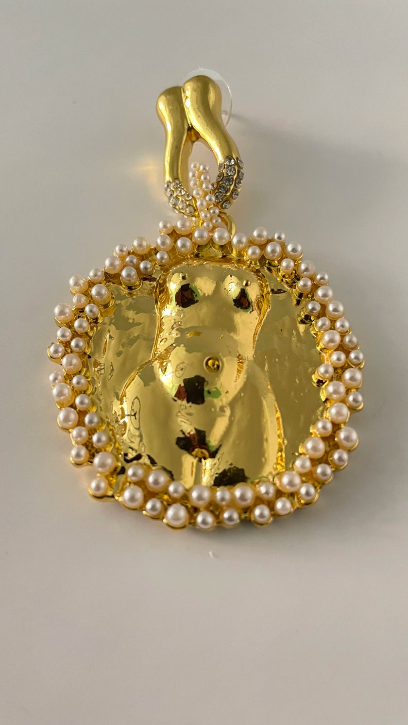 Nthabe Gold Pearl Encrusted Anatomy Earrings