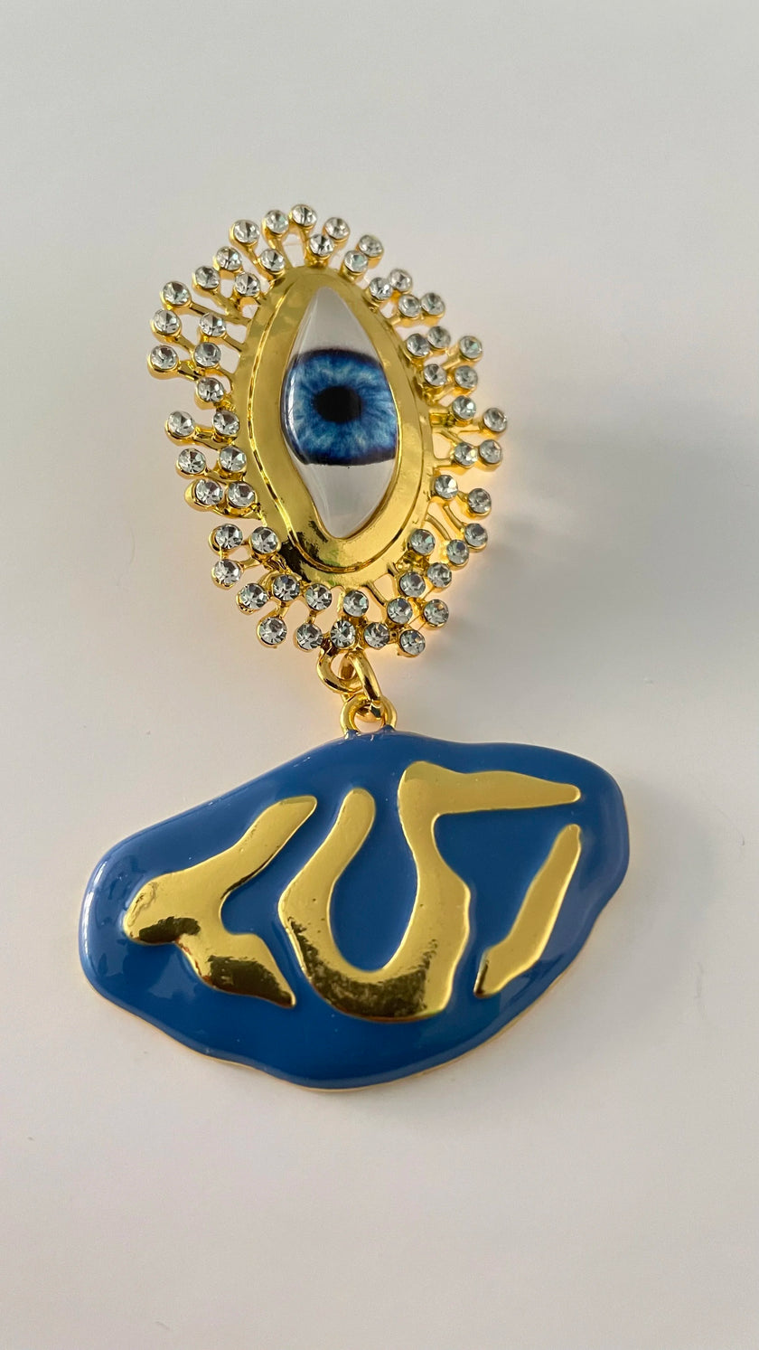 Mali Embellished Eye Gold Drop Earrings