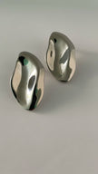Thandi Silver Oval Textured Leaf Earrings