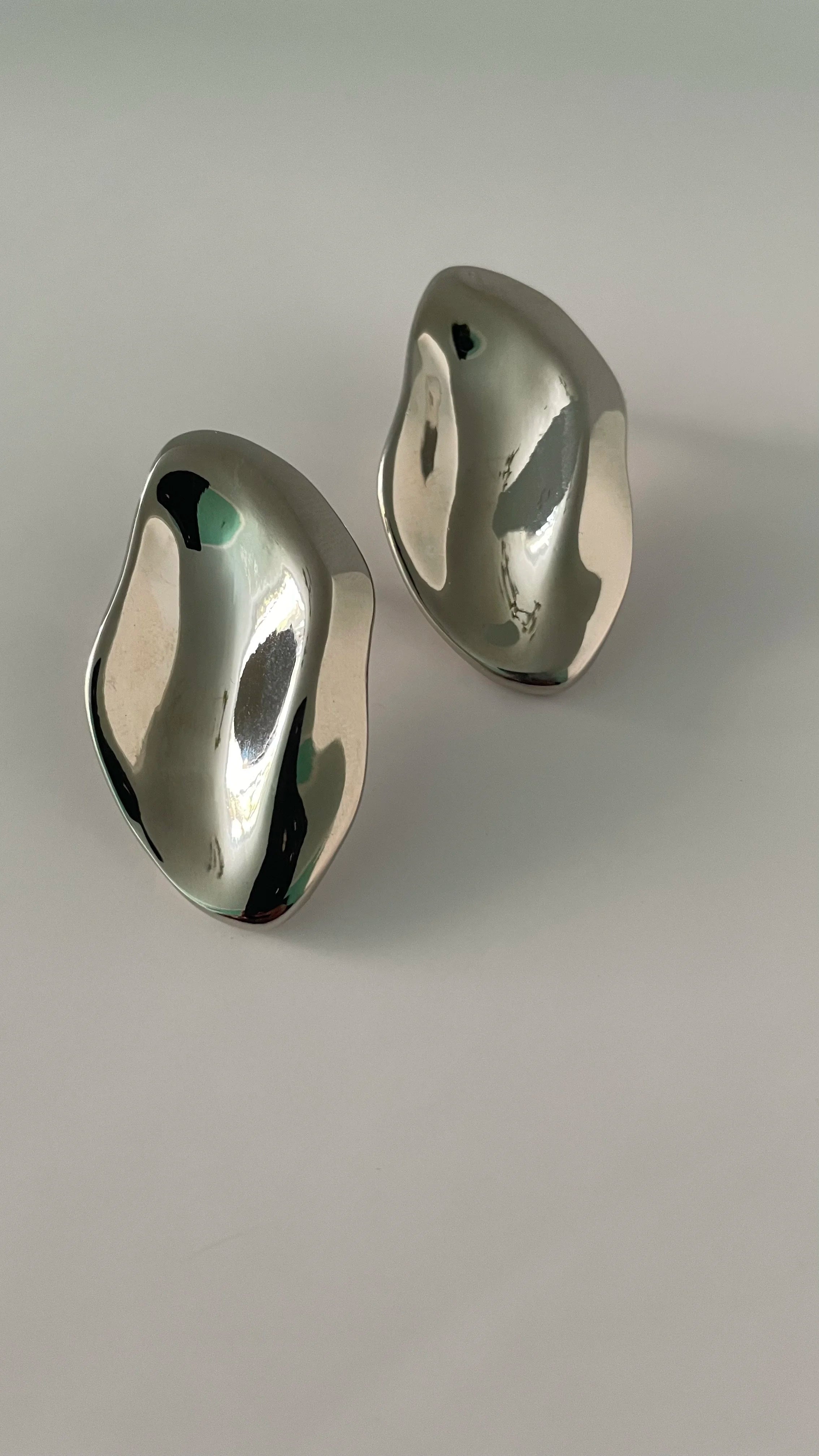 Thandi Silver Oval Textured Leaf Earrings