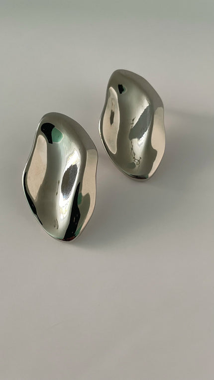 Thandi Silver Oval Textured Leaf Earrings