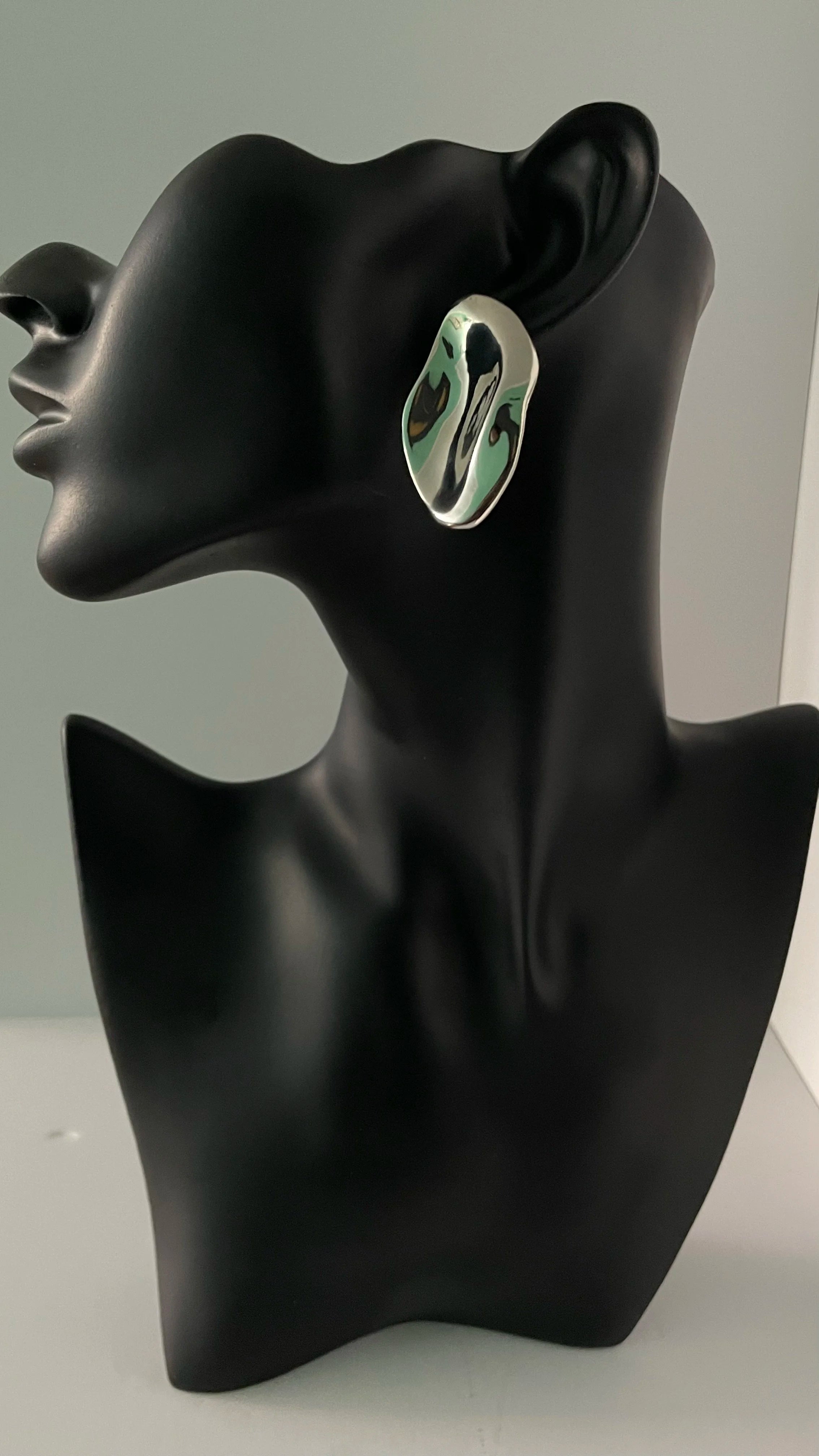 Thandi Silver Oval Textured Leaf Earrings