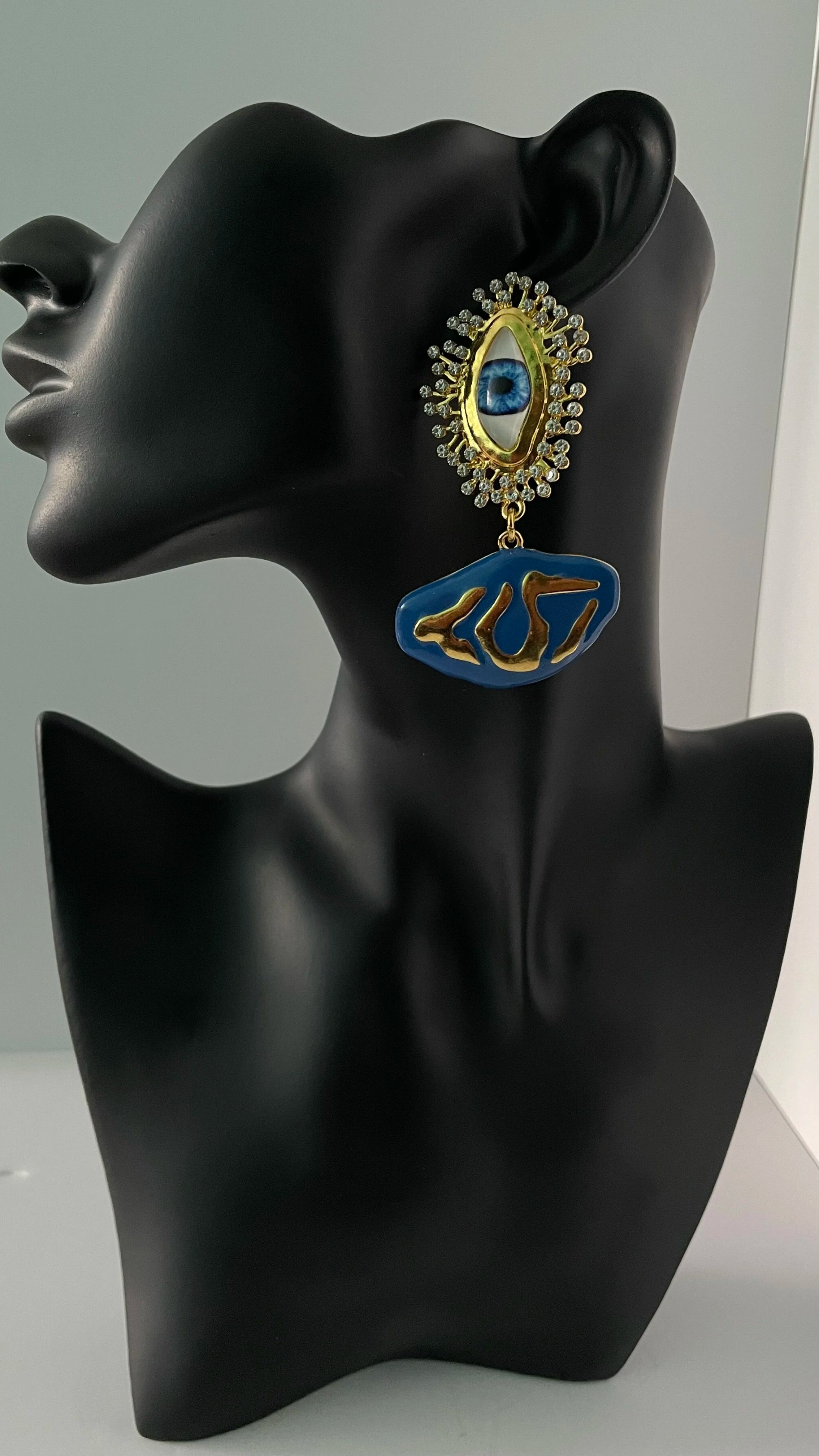 Mali Embellished Eye Gold Drop Earrings