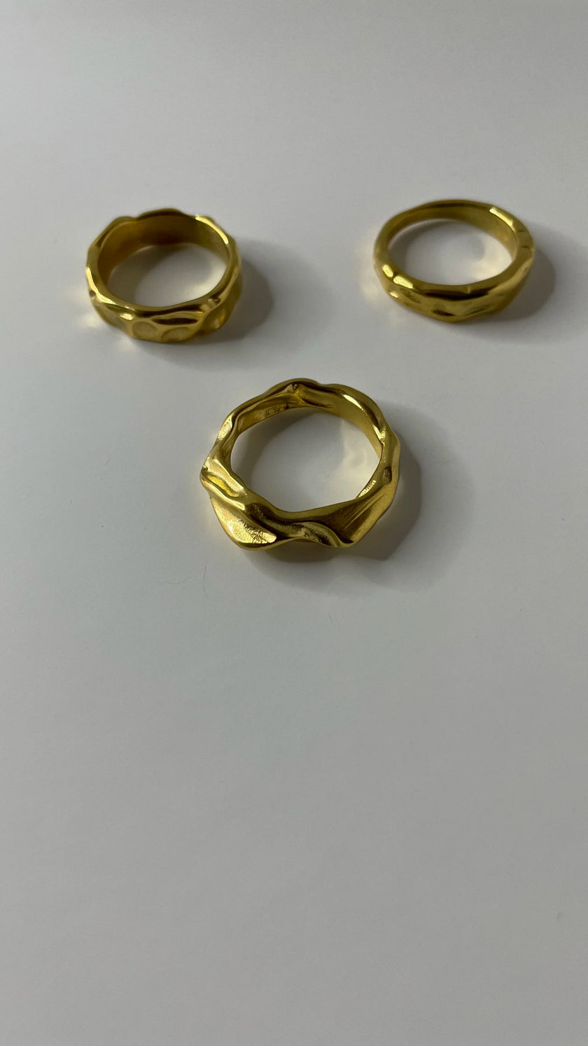 Thandeka Gold Textured Stacking Ring Set