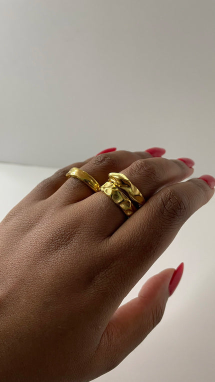 Thandeka Gold Textured Stacking Ring Set