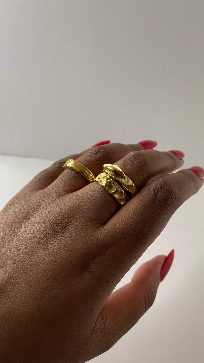 Thandeka Gold Textured Stacking Ring Set