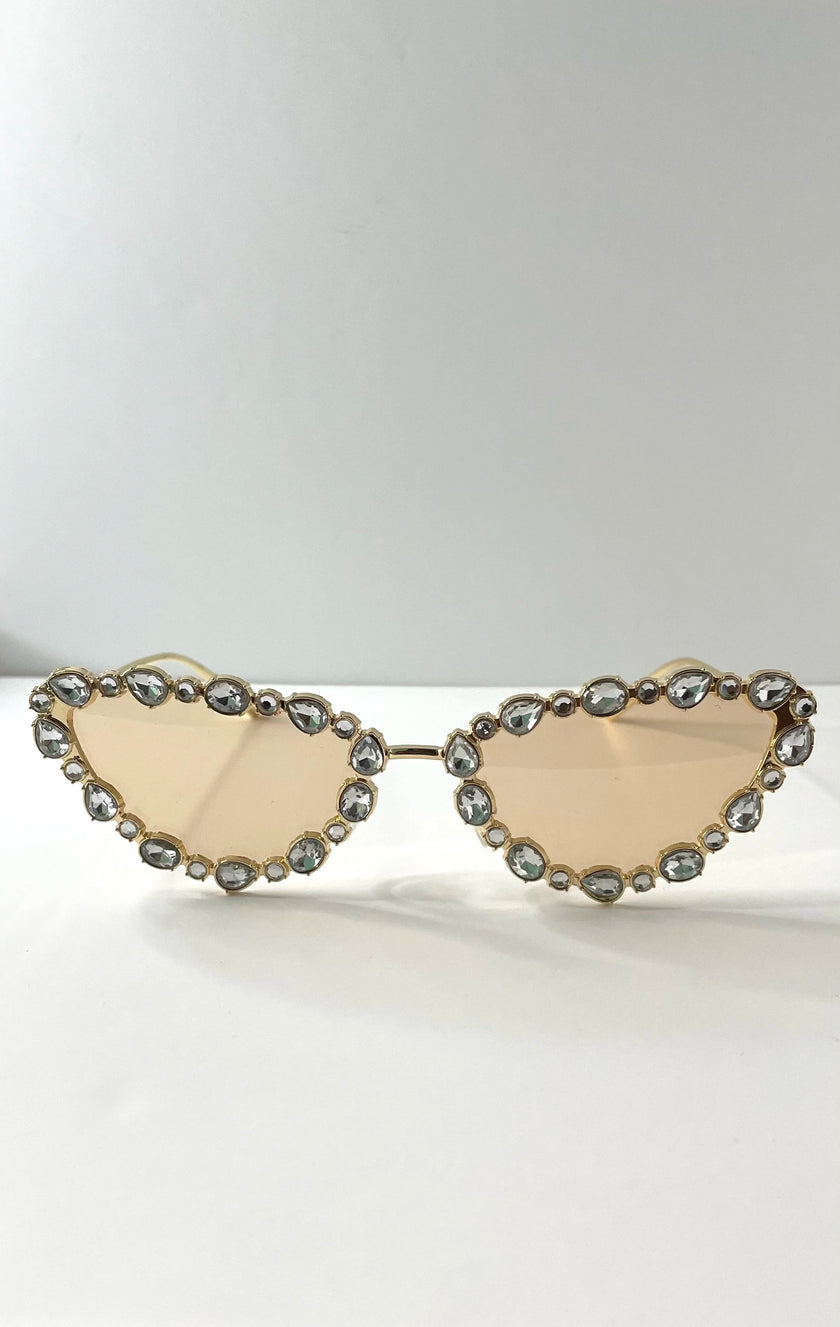 Nolwazi Gold Embellished Cat-Eye Sunglasses