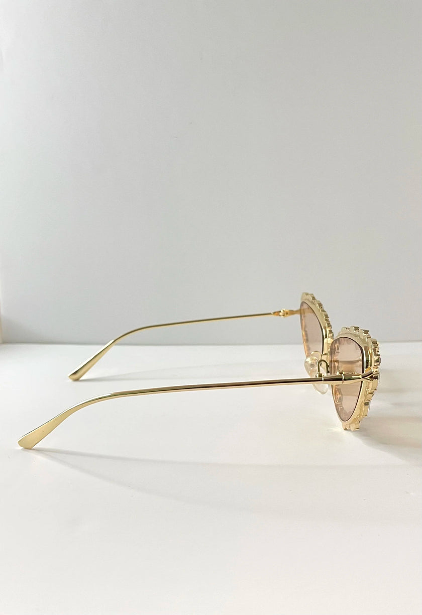 Nolwazi Gold Embellished Cat-Eye Sunglasses