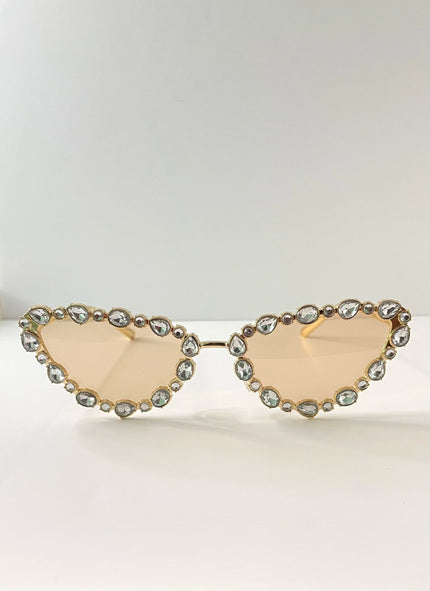 Nolwazi Gold Embellished Cat-Eye Sunglasses