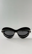 Noks Black & Silver Double Frame Cateye Sunglasses