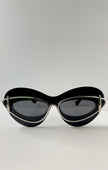 Noks Black & Silver Double Frame Cateye Sunglasses