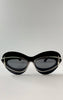 Noks Black & Silver Double Frame Cateye Sunglasses